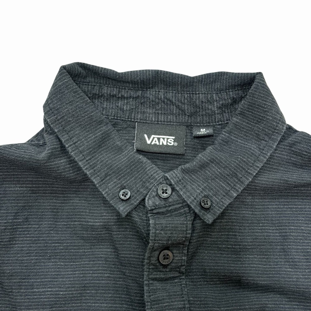 Vans Off The Wall Men's Medium Black Striped Button Up Long Sleeve Shirt M‎